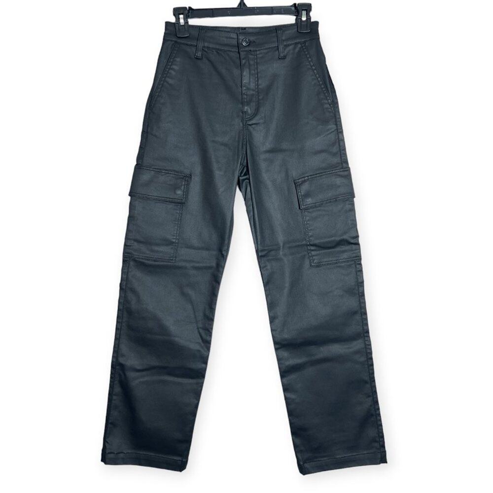 NWT MAVI Sylvia High Waist Faux Leather Cargo Pants SIZE 27 x 28 Black NEW